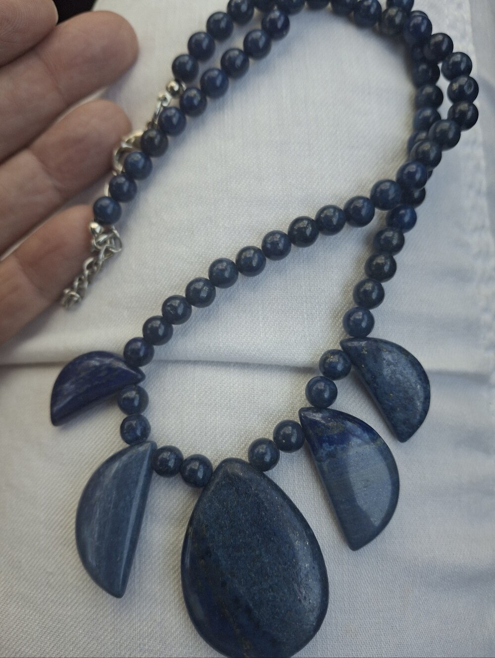 BLUE LAPIS Stone Beaded Statement Necklace